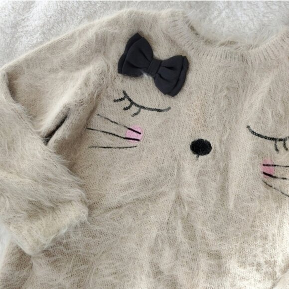 H&M Kids Fuzzy Eyelash Knit Cat Sweater 2-4Y - Picture 3 of 8
